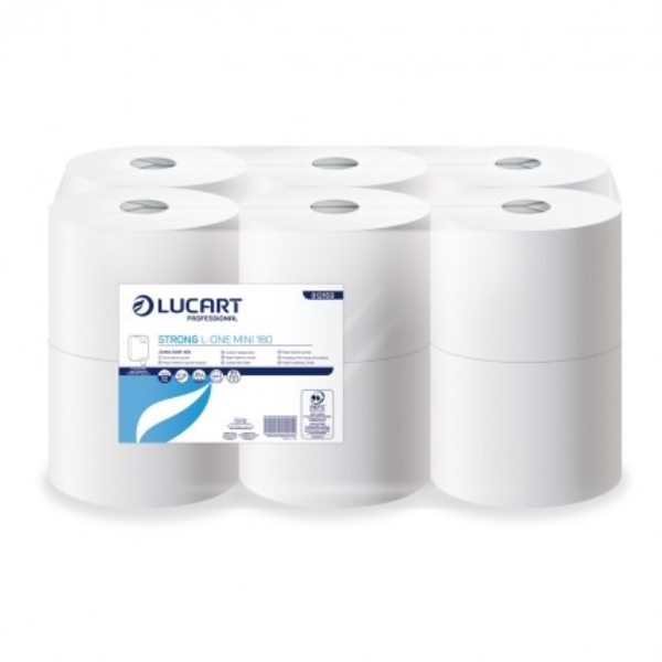 Strong L-One Mini Toilet Rolls 2 Ply Refill 180mm White Pack of 12